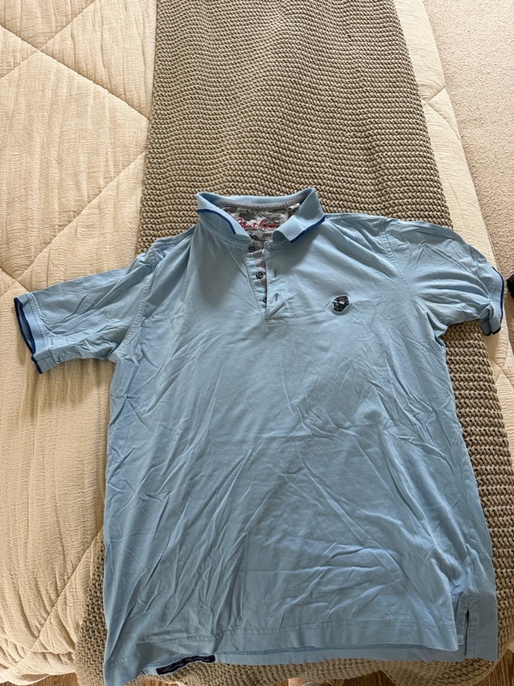 Robert Graham Light Blue Polo with Navy Trim